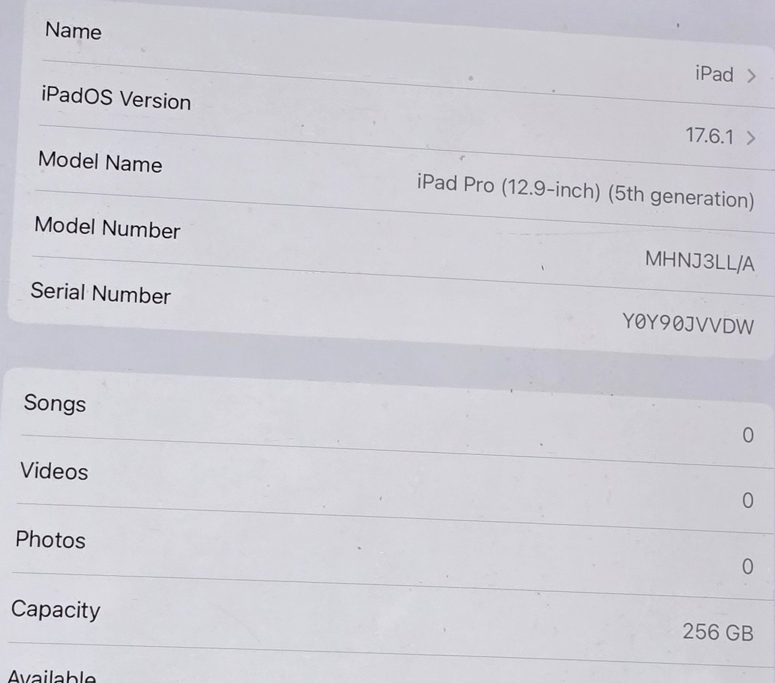 iPad Pro 12.9-inch 5th Generation Wi-Fi 256GB Gray A2378 M1 3L86