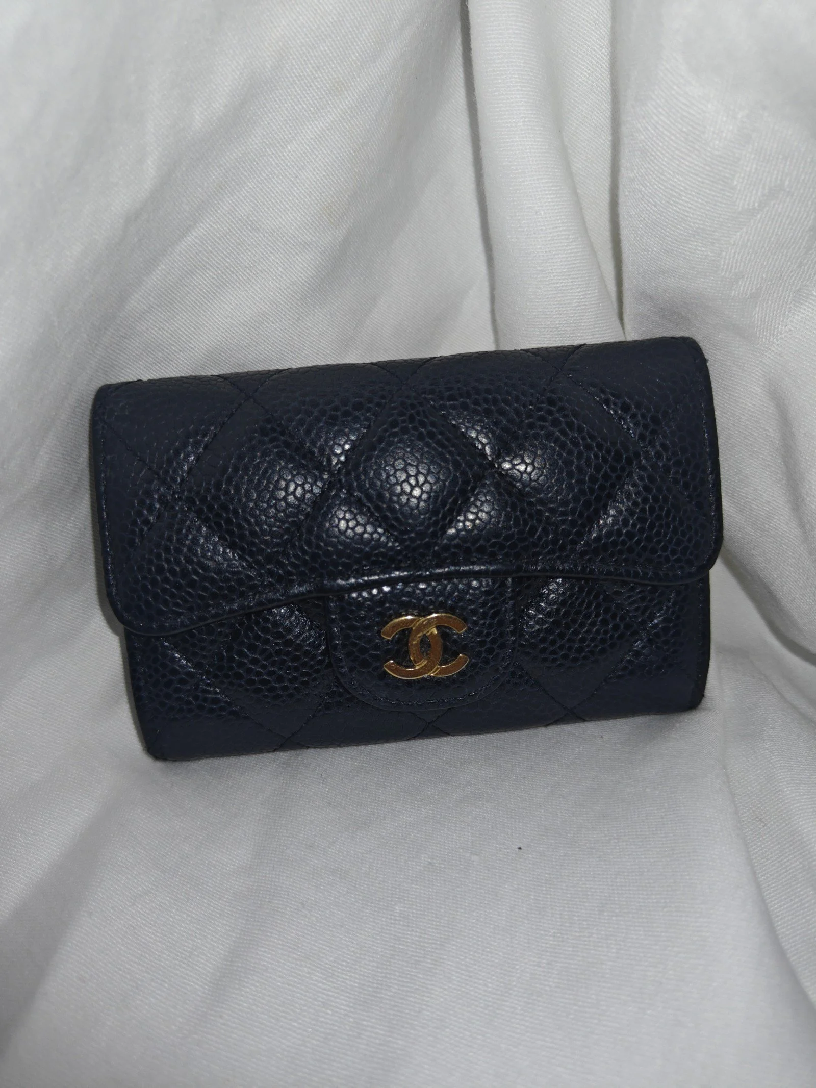 Chanel Caviar Quilted Flap Card Holder Black Gold Hardware
