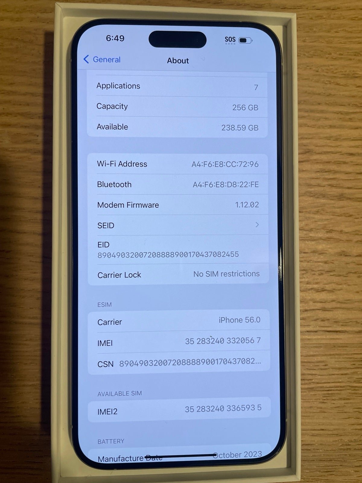 iPhone 15 Pro Max white titanium 256 GB 1X92