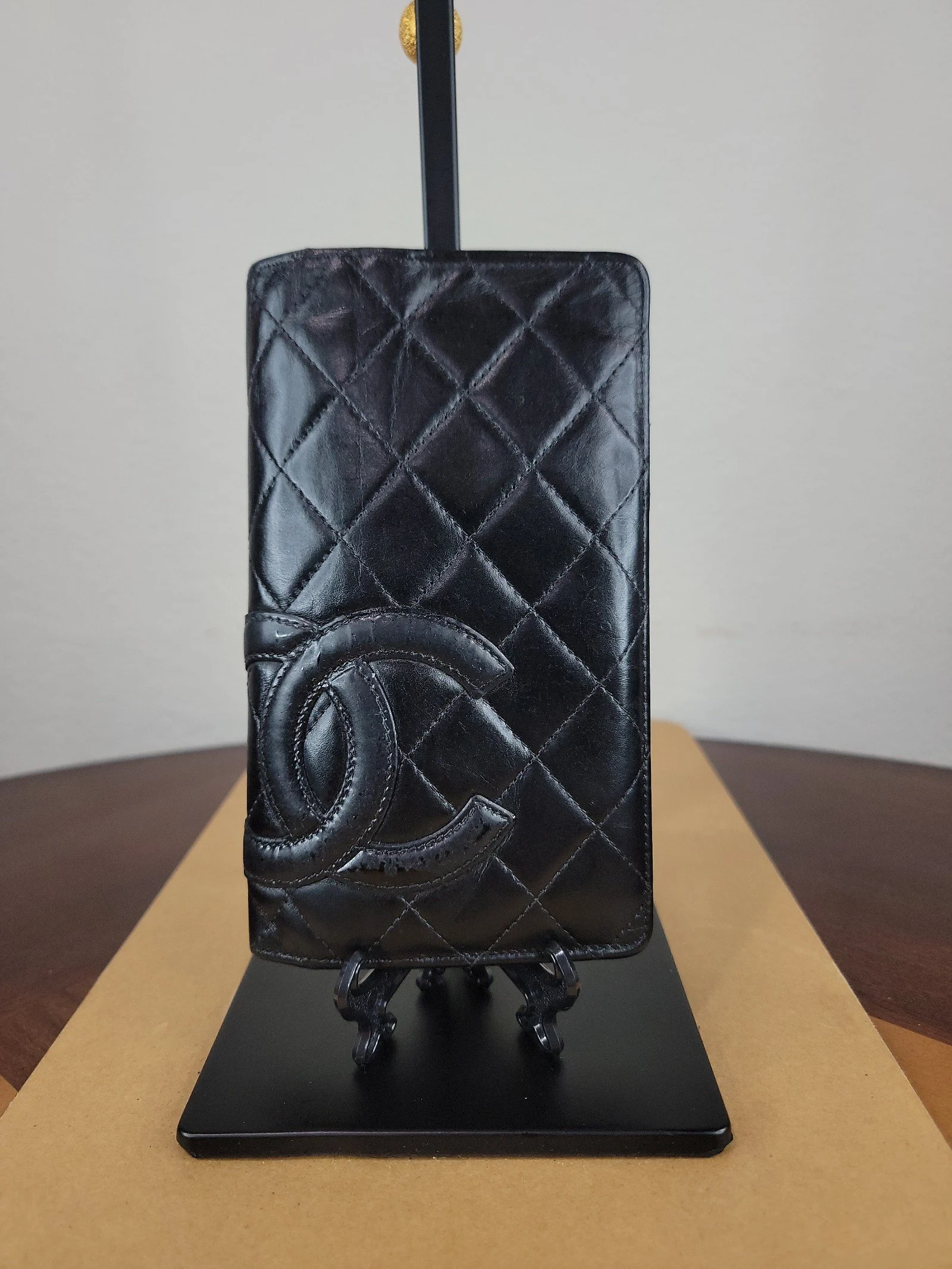 CHANEL cambon calfskin bifold long wallet