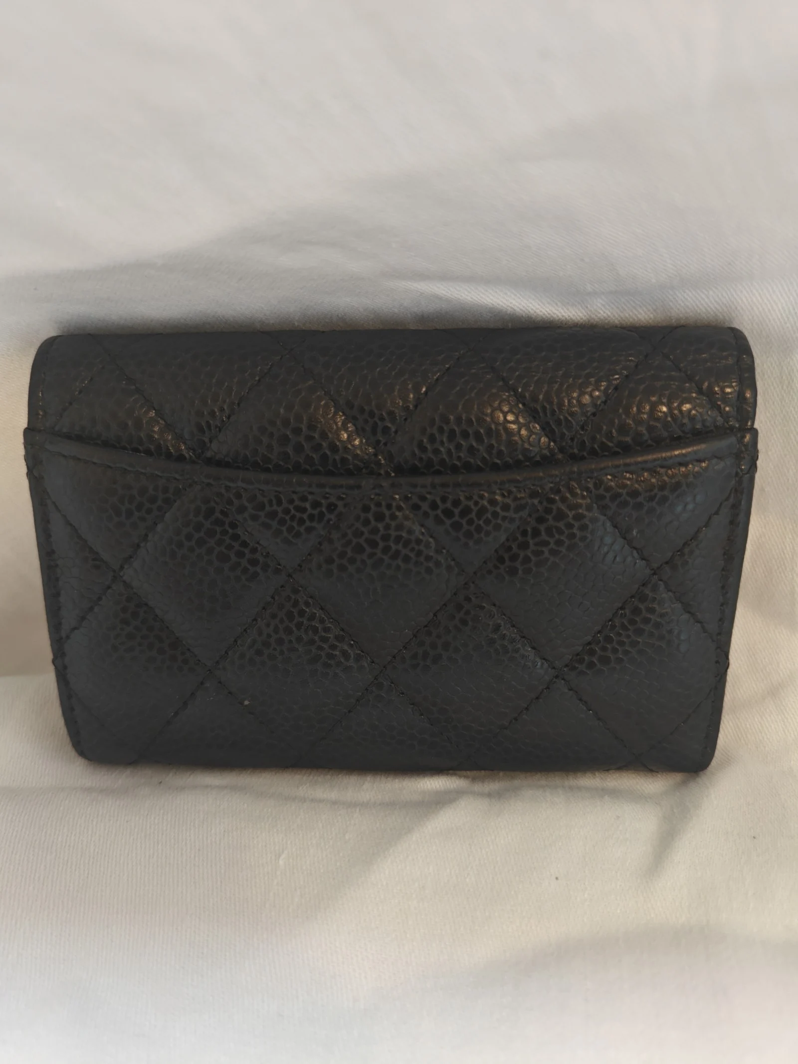 Chanel Caviar Quilted Flap Card Holder Black Gold Hardware
