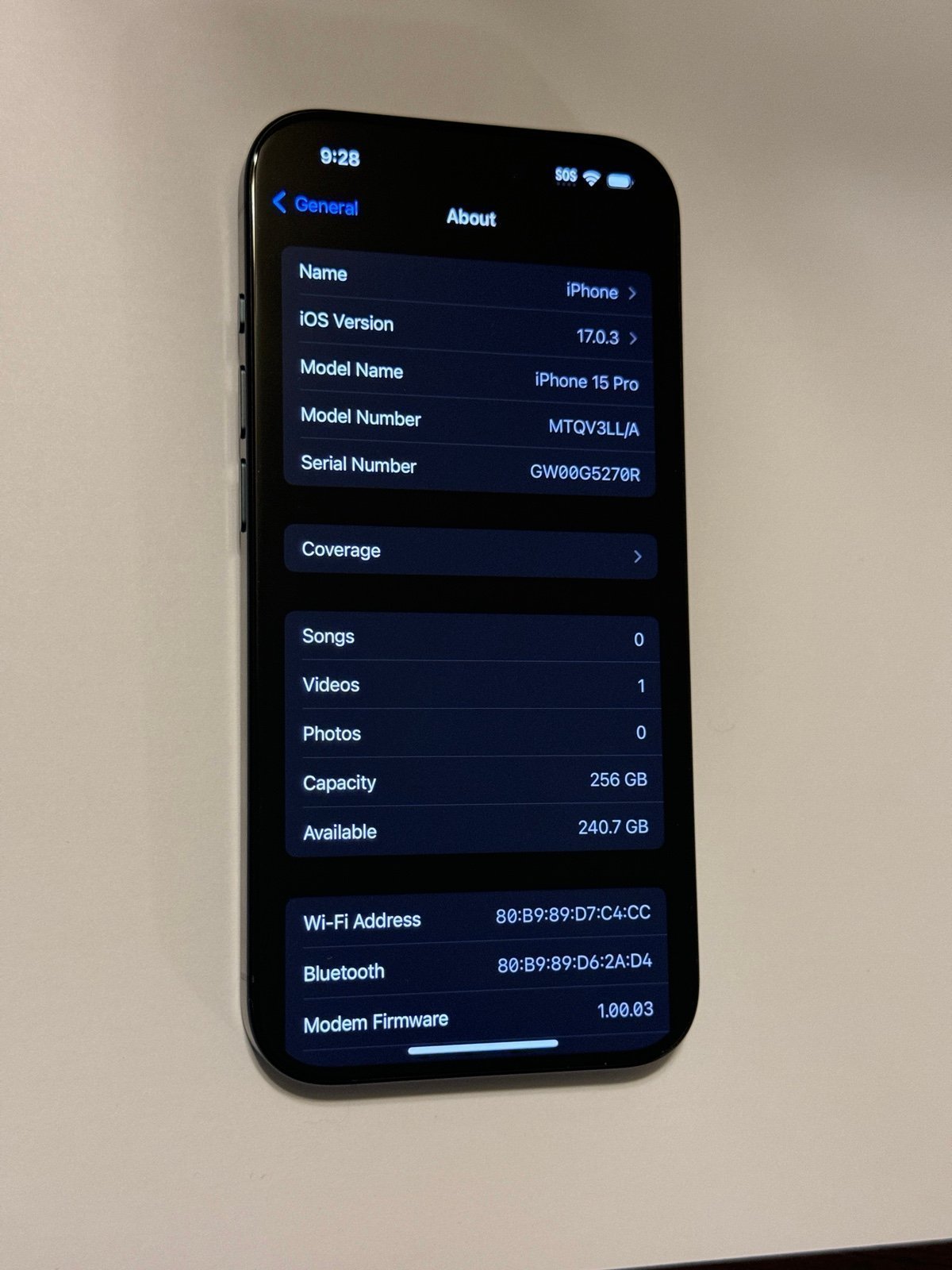 Apple iPhone 15 Pro (Unlocked) Blue Titanium / 256GB / like new 1U73