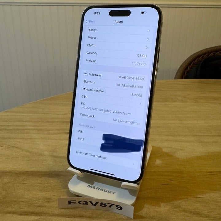 Apple iPhone 14 Pro Max A2651 Silver 128GB Unlocked 87% BH 2Y33