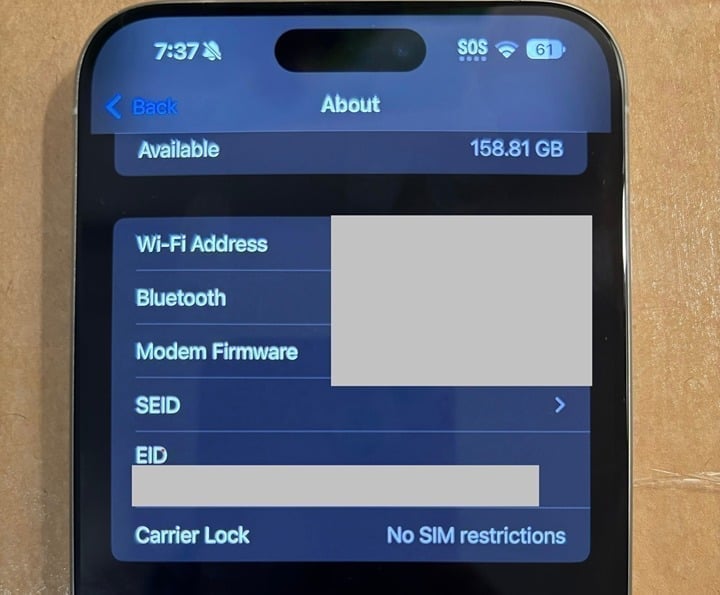 iPhone 15 Pro Max 256GB White Titanium Unlocked 6Q18