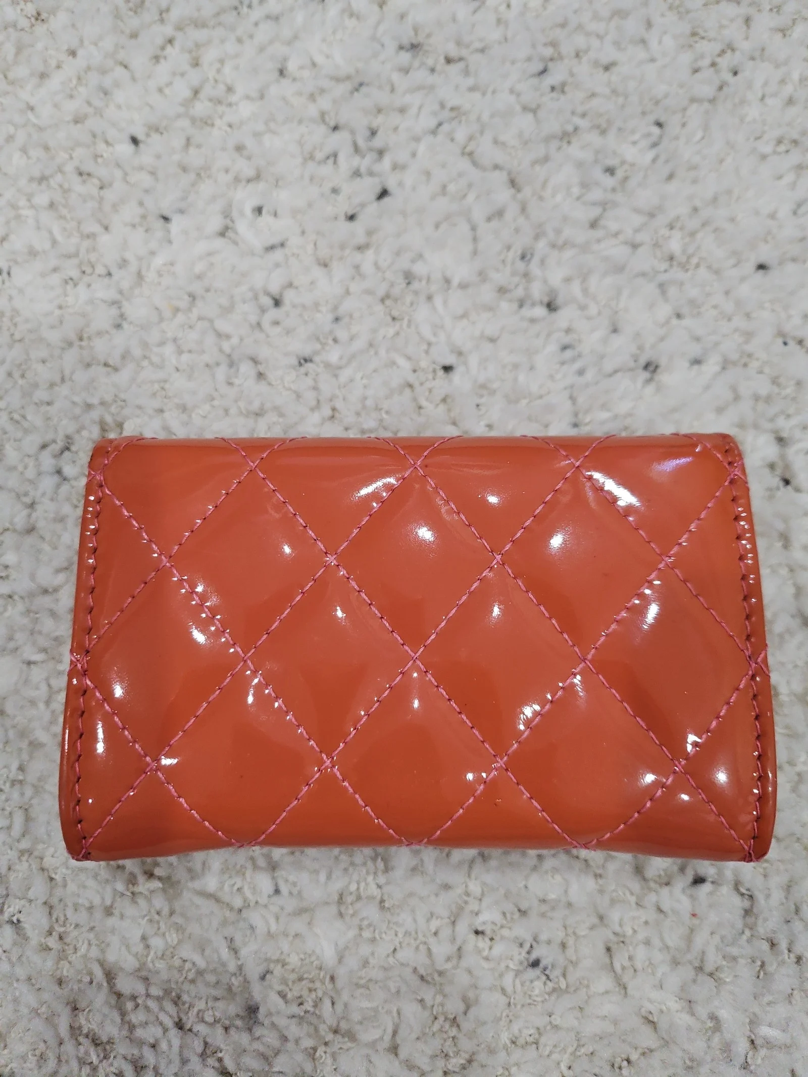 Chanel Patent Leather Card Wallet (orange/pink)