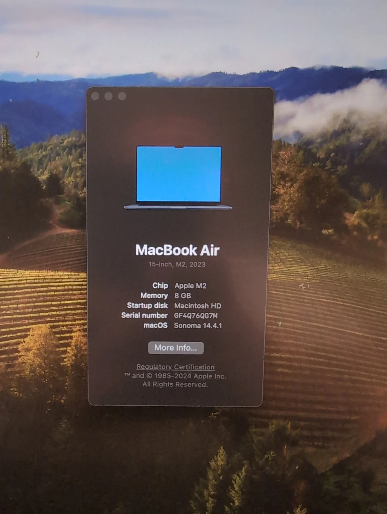 Apple Macbook Air A2941 15in.  M2 3.49 GHz  256GB SSD 5M55