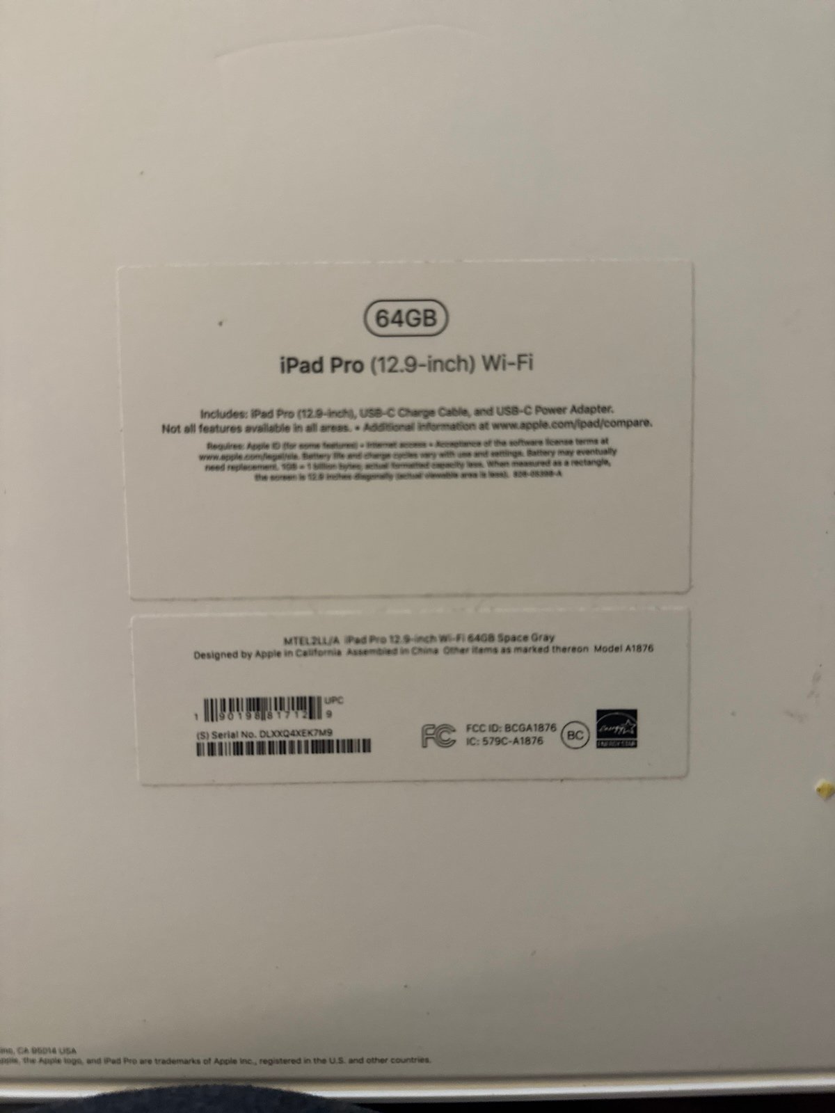 iPad Pro (12.9 in) WiFi 8J38
