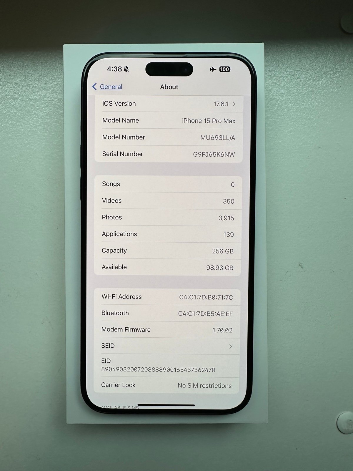SOLD - Apple iPhone 15 Pro Max / 256GB / Titanium Blue / AppleCare+