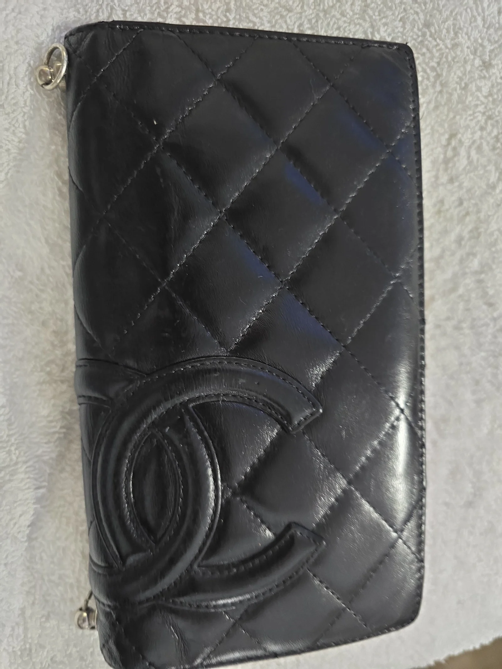 Chanel Cambon Black Leather Flap Wallet WOC Crossbody