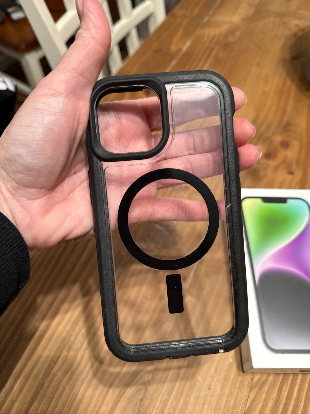 iPhone 14  midnight (edited color) with Otterbox case and charger UNLOCKED 9K71