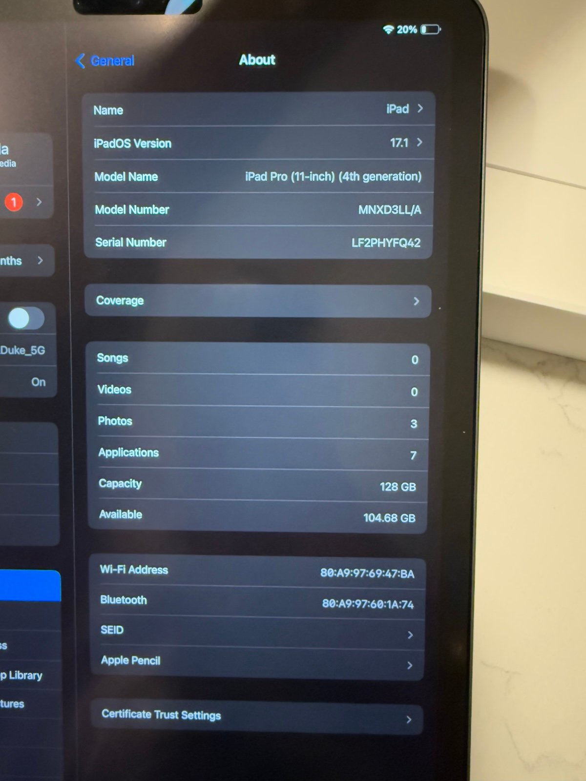 iPad Pro 11 inch 4th Generation 5L96