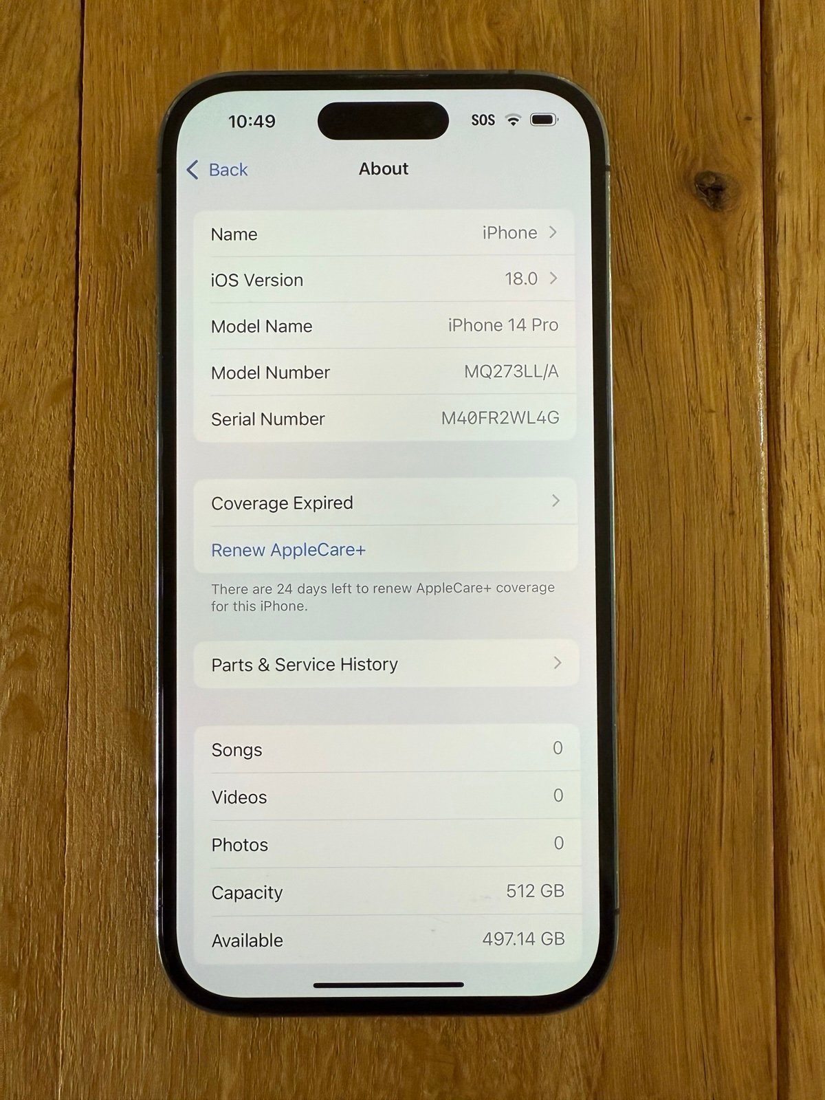 Apple iPhone 14 Pro 512 GB in Deep Purple Unlocked 8N73