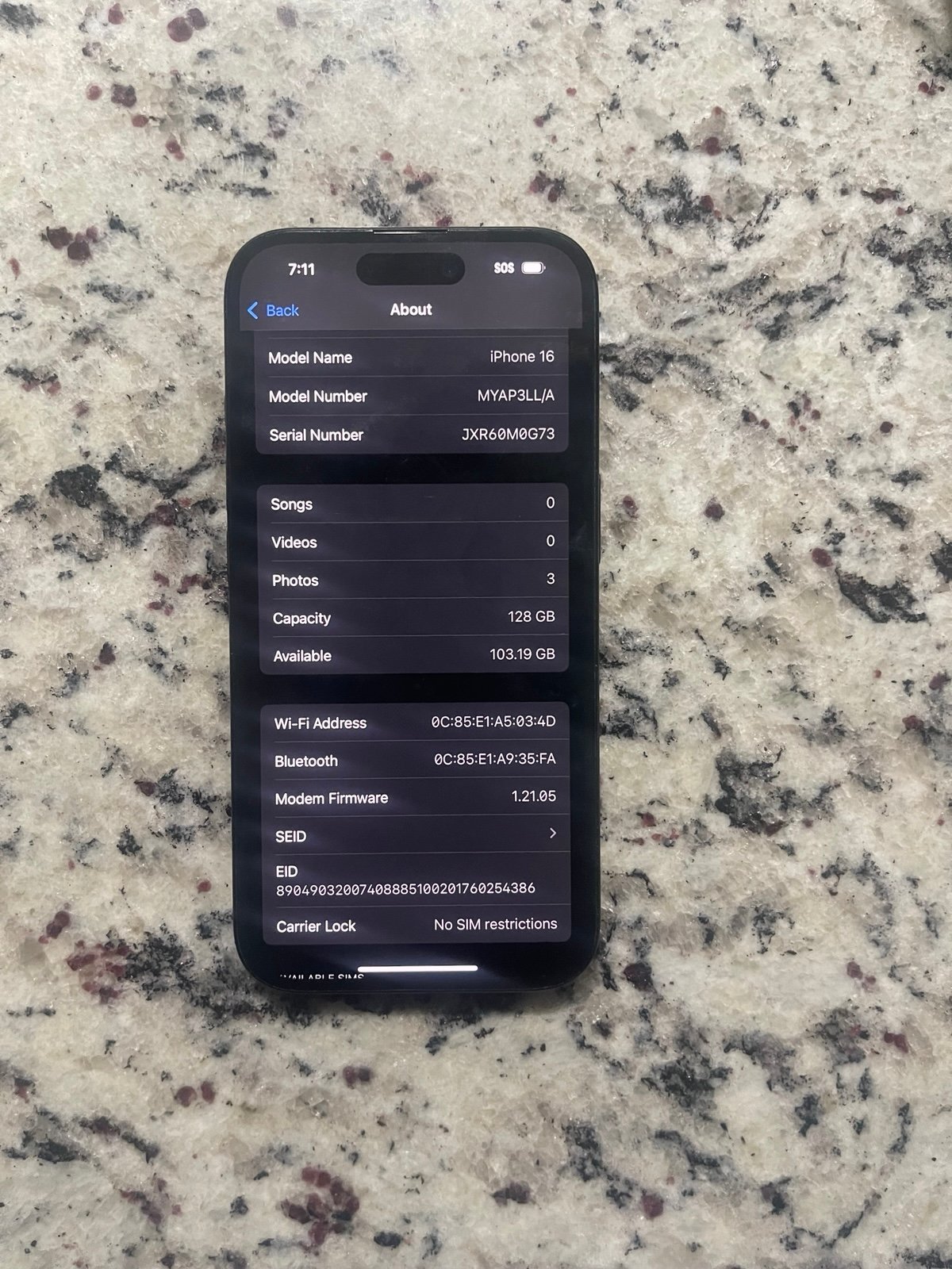 Apple IPhone 16 128GB 9R18