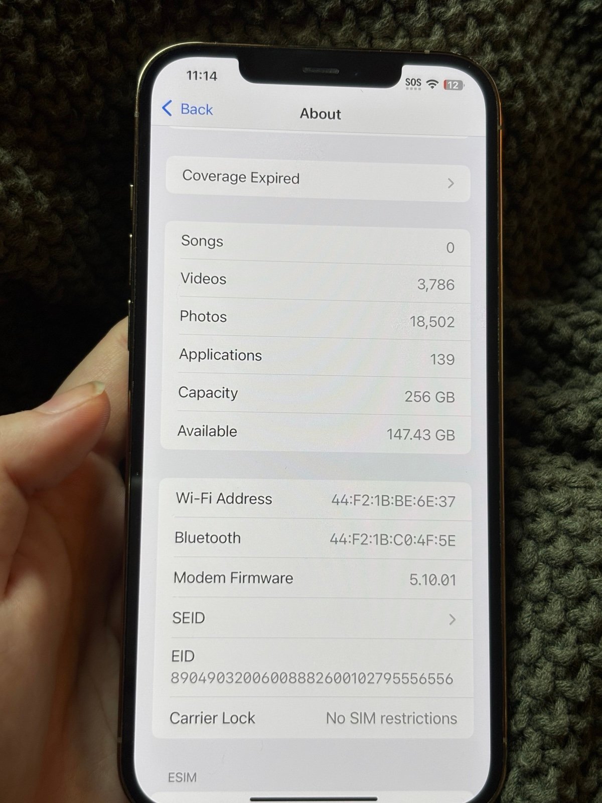 IPhone 12 Pro Max 256gb Gold Unlocked and Factory Reset 7E37