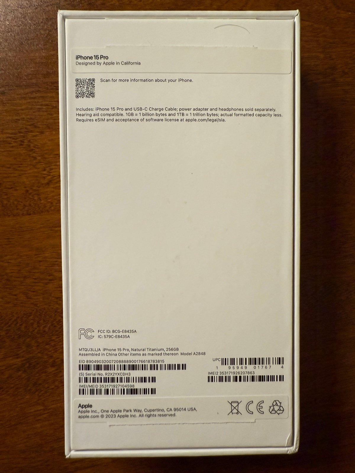 iPhone 15 pro Natural Titanium 256 GB Unlocked 8N92