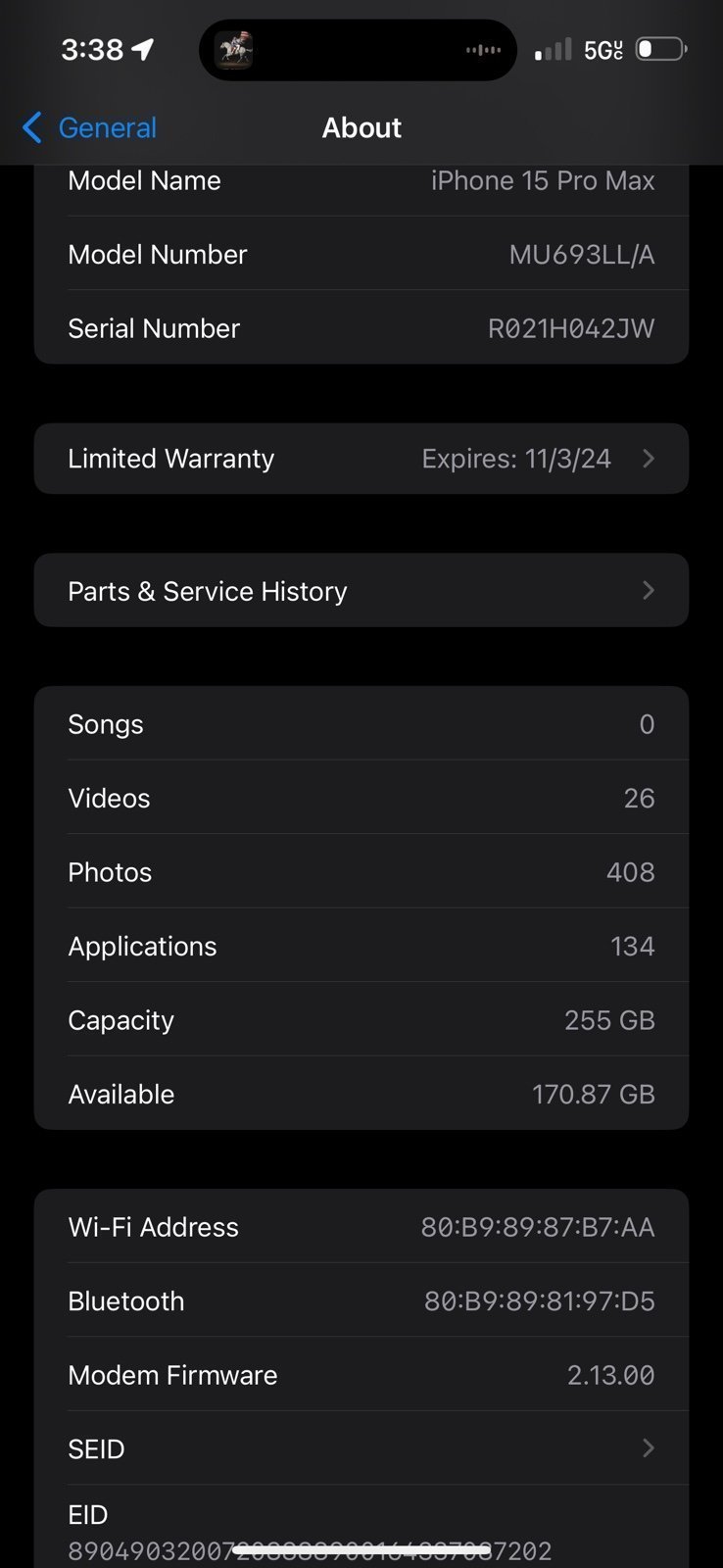 iPhone 15 Pro Max Unlocked - 128GB - Blue 3F77