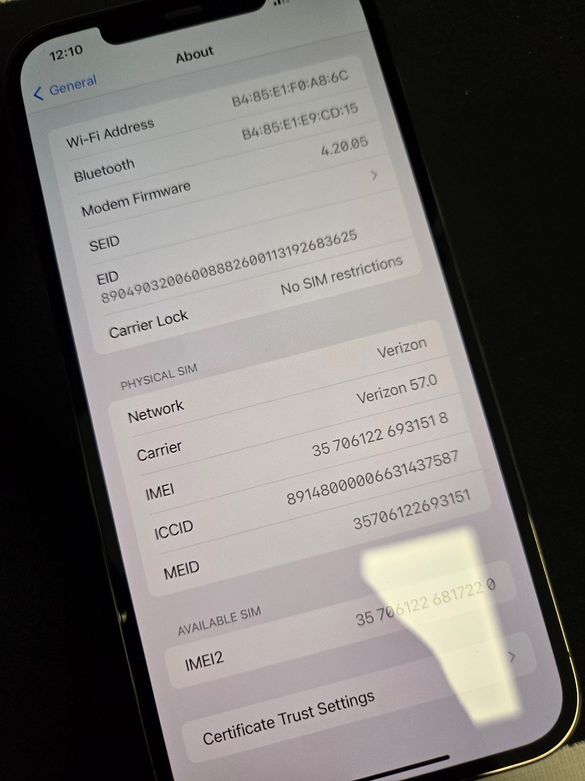 Apple iPhone 12 Pro Max 128 GB in Graphite for Unlocked 1G67