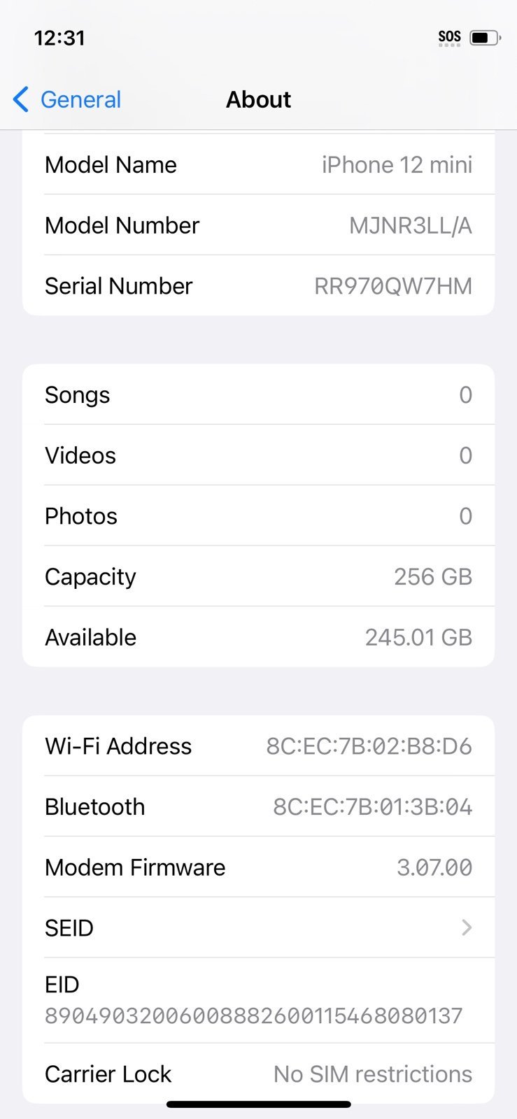 Apple iPhone 12 Mini 256 GB in Purple for AT&T 6N26