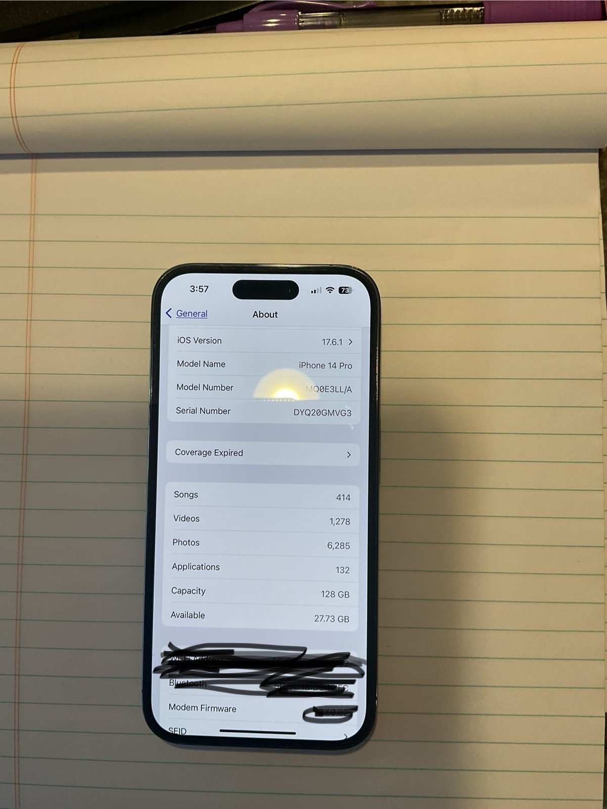 Unlocked Apple iPhone 14 Pro 128 GB in Deep Purple 8Z26