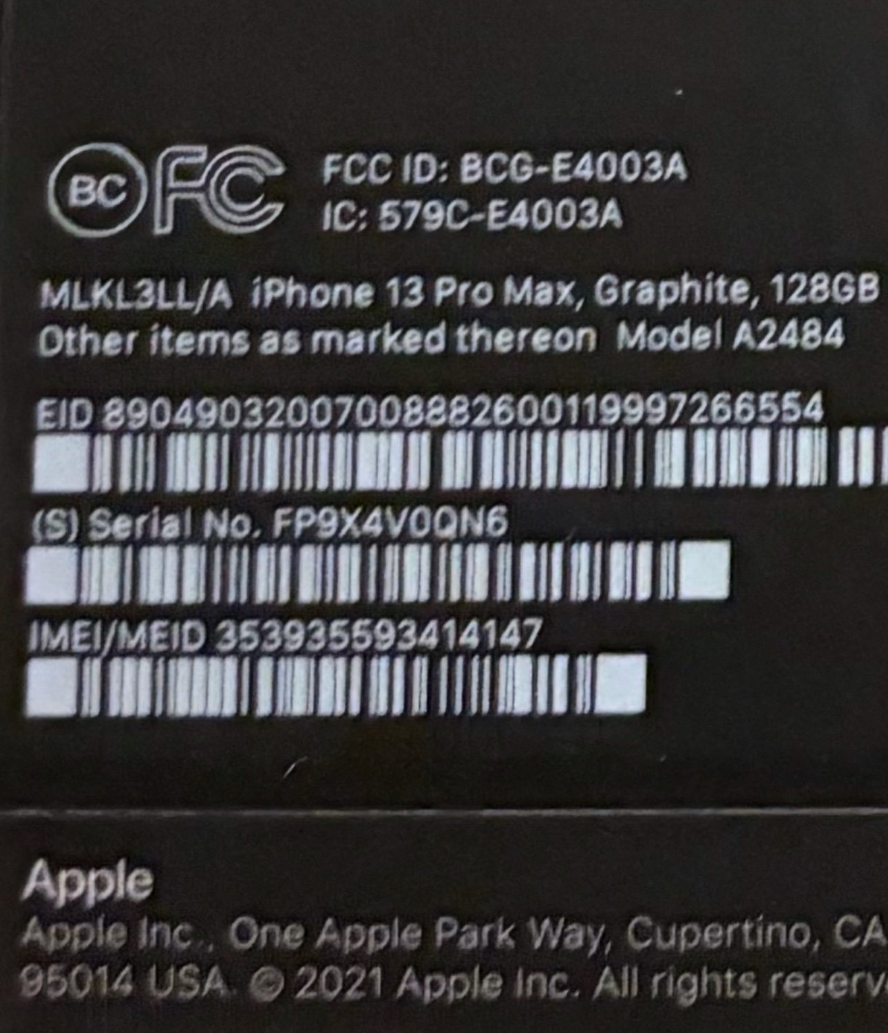 Apple iPhone 13 Pro 128GB Graphite (Unlocked) - excellent condition 7B15