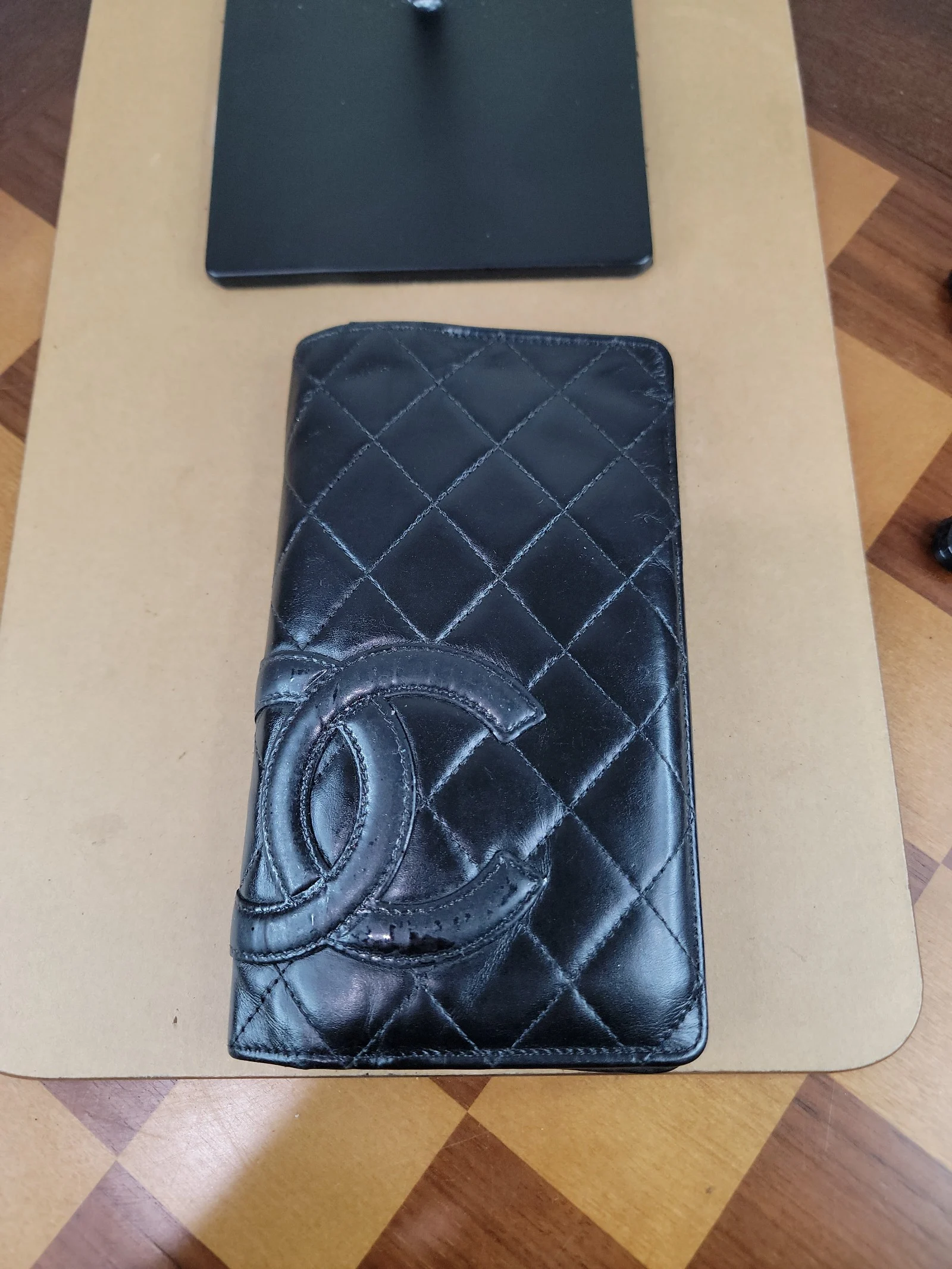 CHANEL cambon calfskin bifold long wallet
