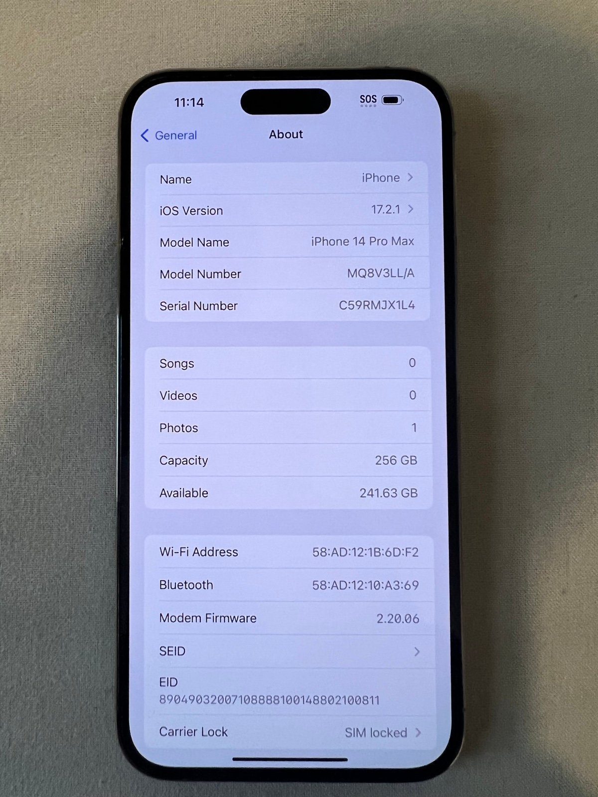 Apple iPhone 14 Pro Max 256GB Like New 7R86