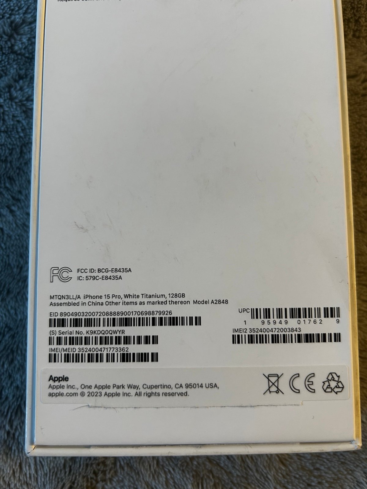 iPhone 15 pro 128gb white 5D12