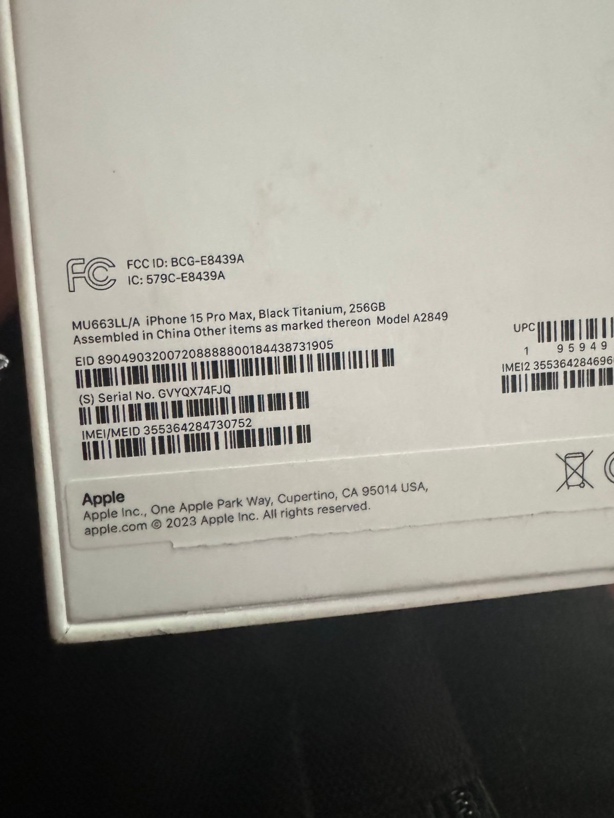 iPhone 15 Pro Max 256GB Verizon carrier only! Black New with open Box 2T59