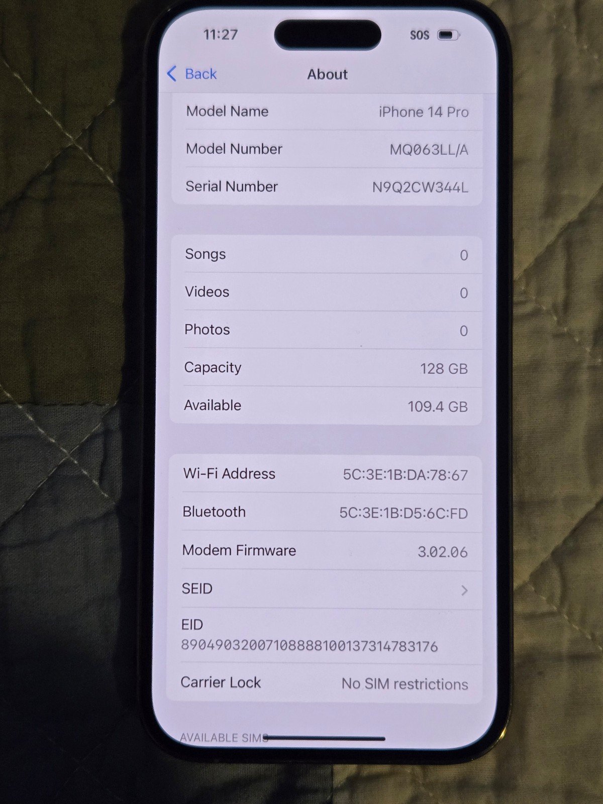 Apple iPhone 14 Pro 5W91