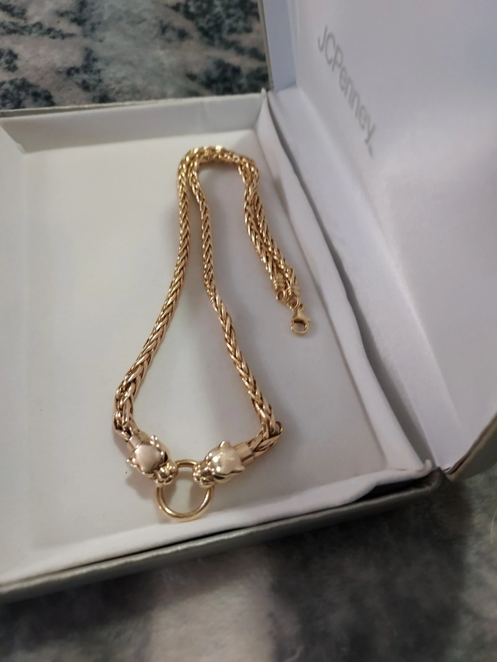 14k solid Gold Spiga link with panther heads