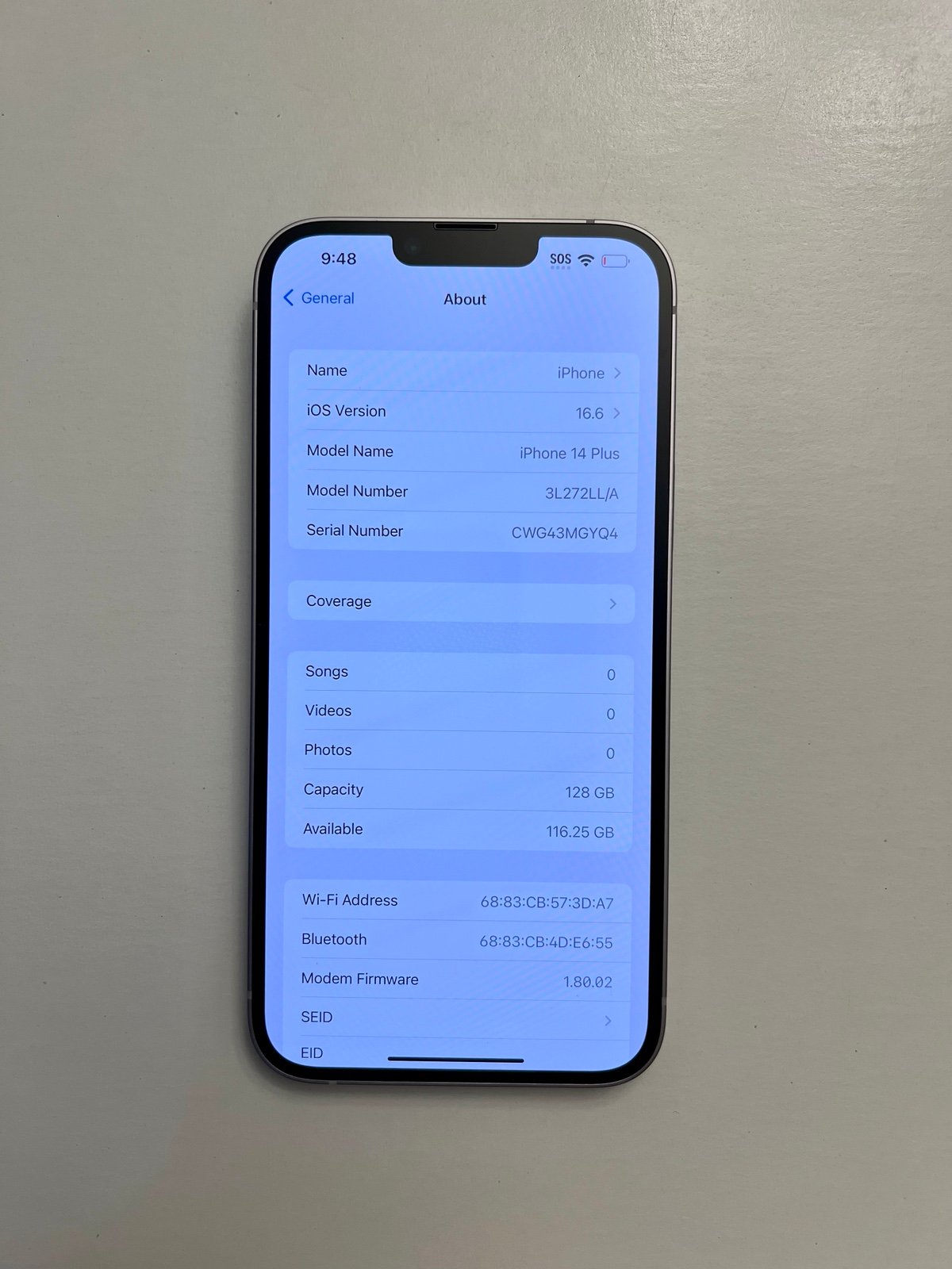 Apple iPhone 14 Plus Unlocked 128GB Purple Like New 2V57