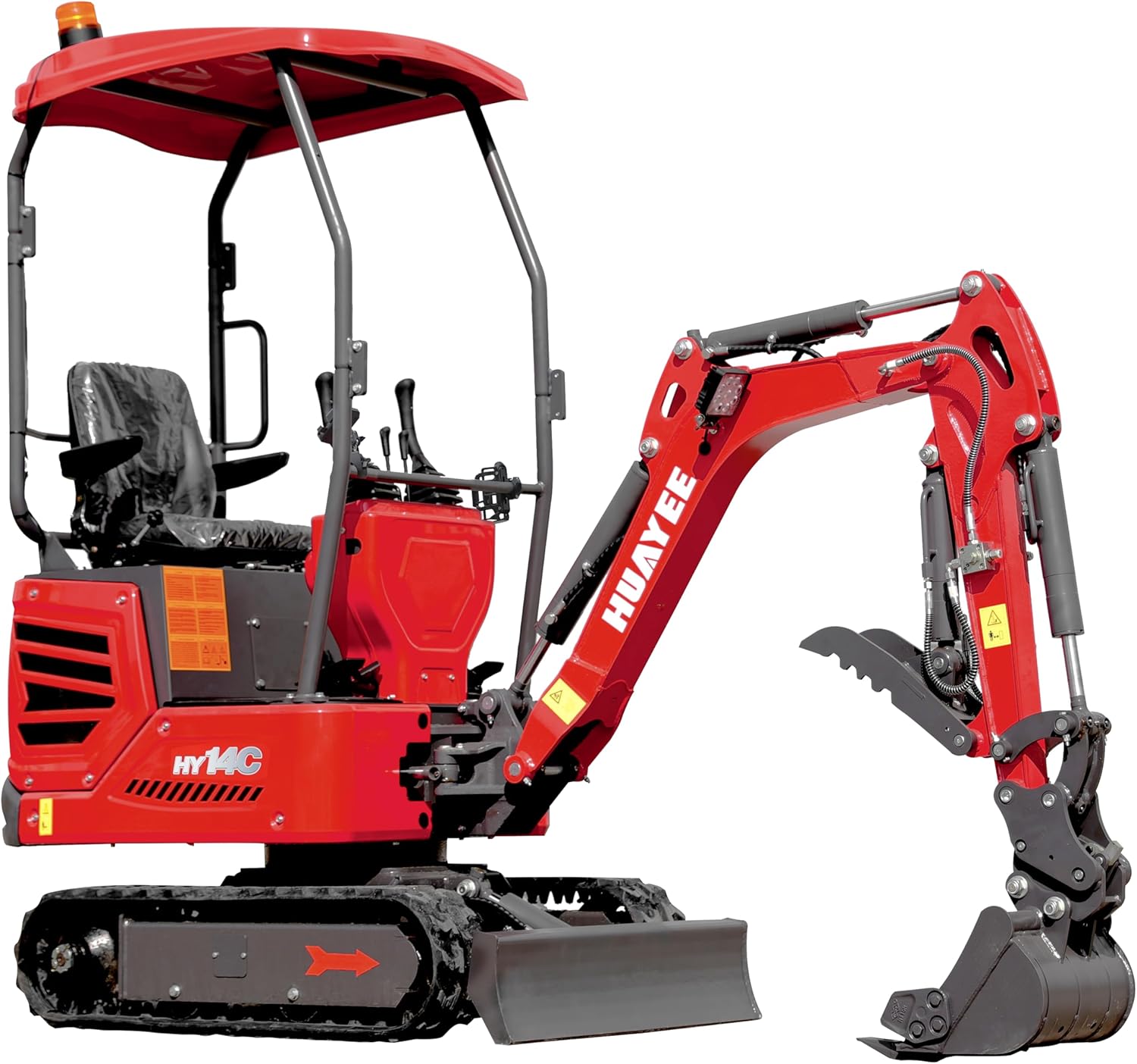 HY14C 1.4 Ton Mini Excavator w/Side Swing Boom, Semi-Auto Quick Coupler & Hydraulic Thumb for Tight Space Construction, Landscaping, Farming 13.5HP B&S Engine, Includes delivery & unloading services