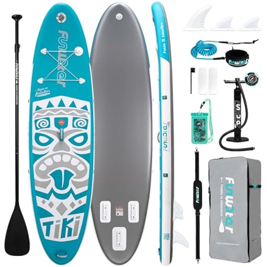 FunWater Inflatable Stand Up Paddle Board with Premium SUP Paddleboard Accessories, Wide Stable Anti-Slip EVA Deck, Paddle Boards for Adults & Youth of All Skill Levels