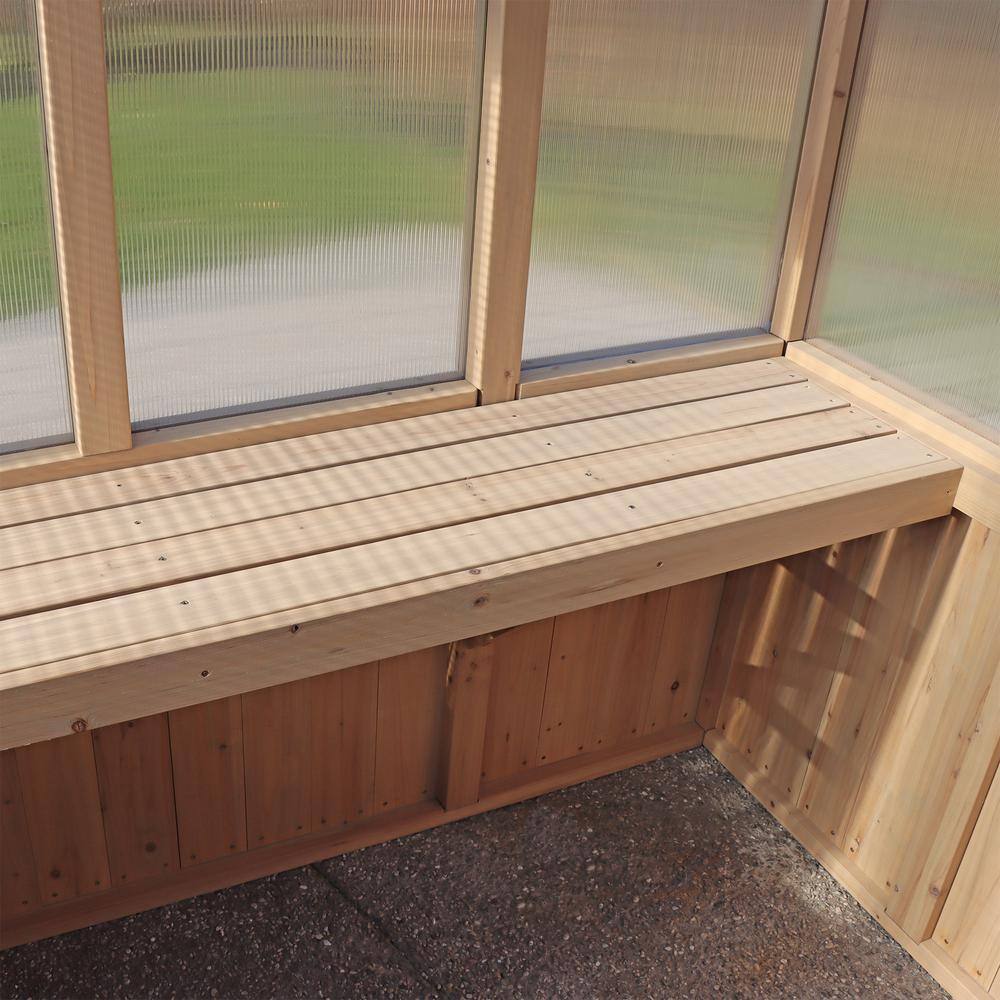 Meridian 6.7 ft. x 6 ft. Garden Plant Greenhouse with Double-Wall Poly Windows, Automatic Roof Vent and Air Flow Base