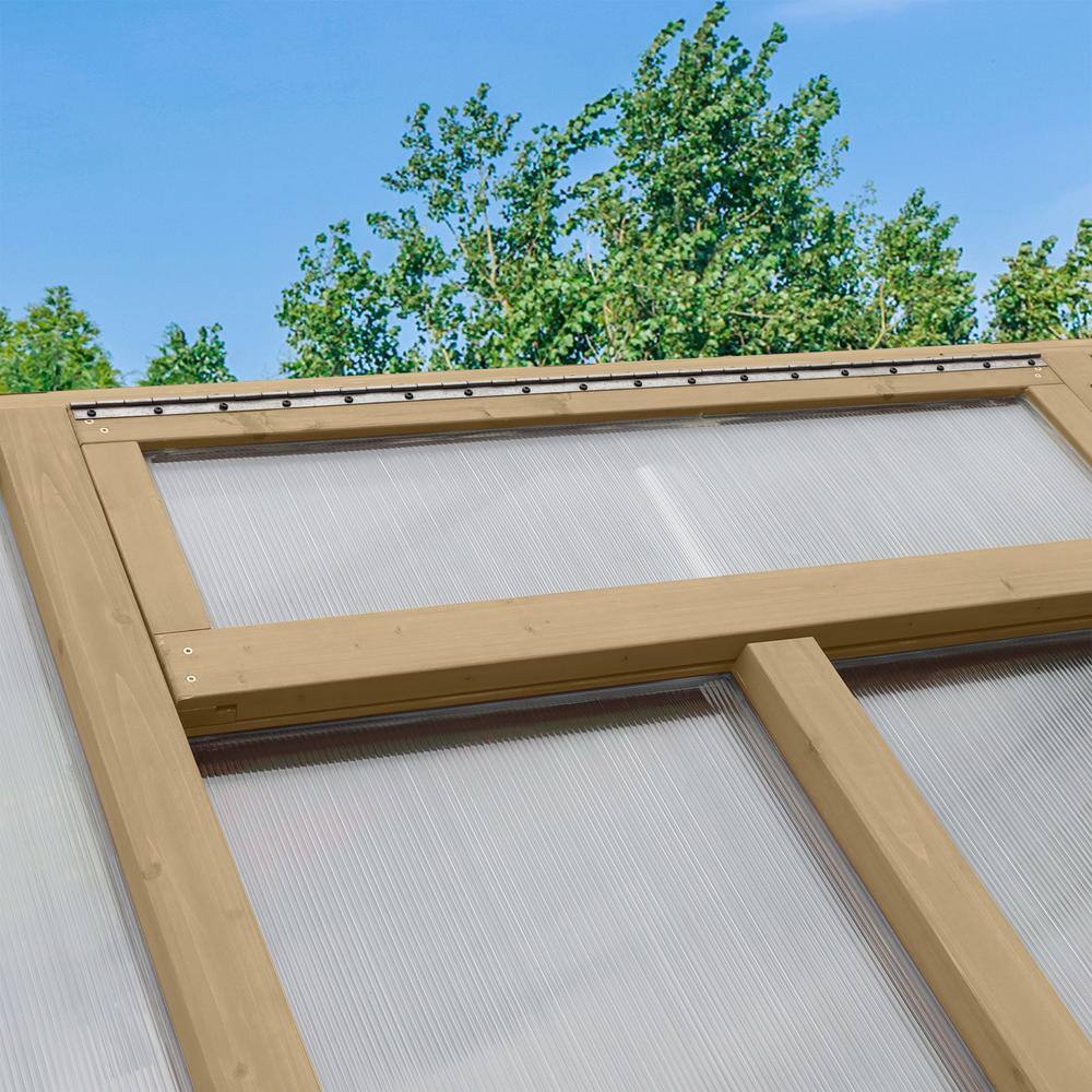 Meridian 6.7 ft. x 6 ft. Garden Plant Greenhouse with Double-Wall Poly Windows, Automatic Roof Vent and Air Flow Base