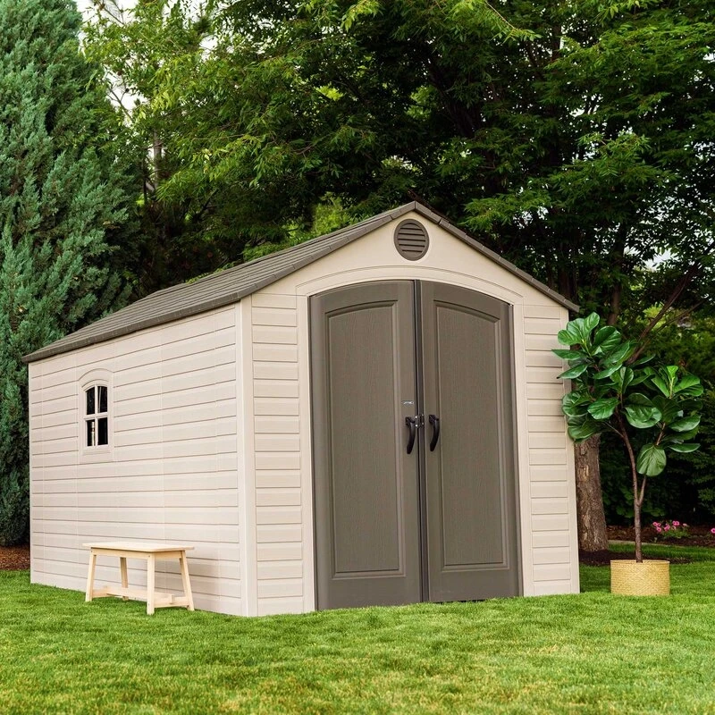 8' wide x 12.5' deep plastic storage shed
