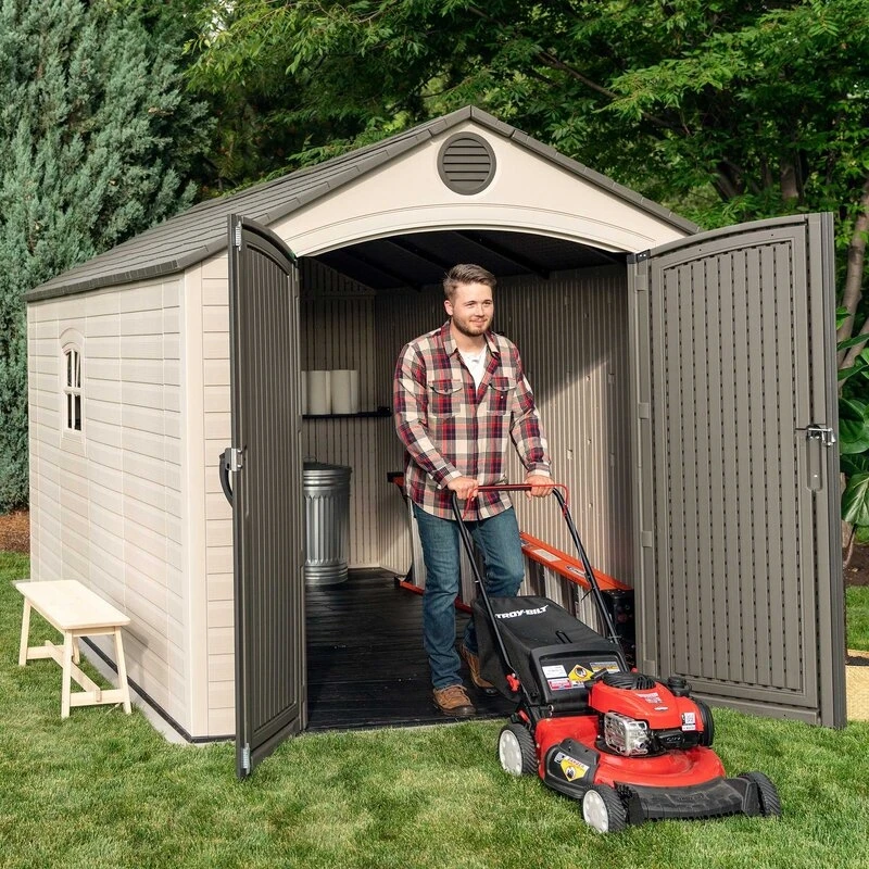 8' wide x 12.5' deep plastic storage shed