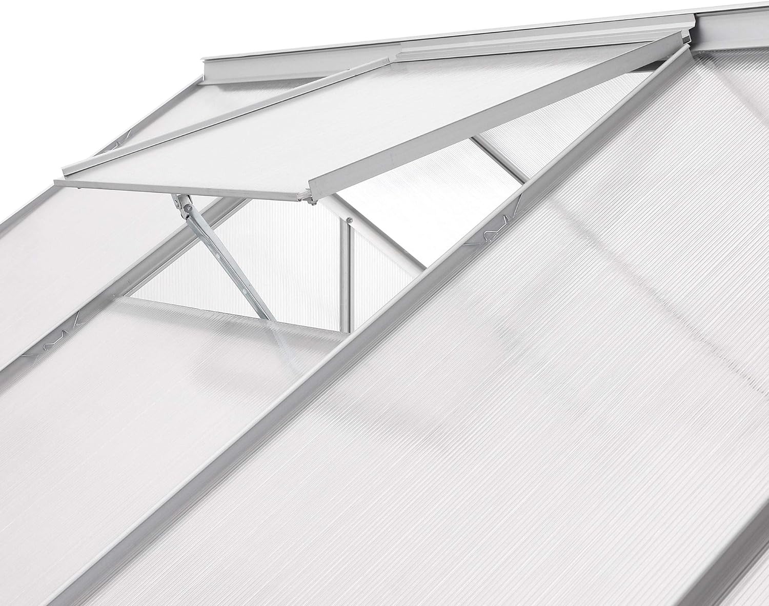 Zelsius Aluminium Garden Greenhouse in Various Sizes with Twin-wall Sheets, optionally with a Steel Base Frame