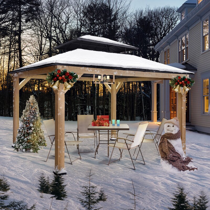 13 Ft. W X 11 Ft. D Solid Wood Patio Gazebo