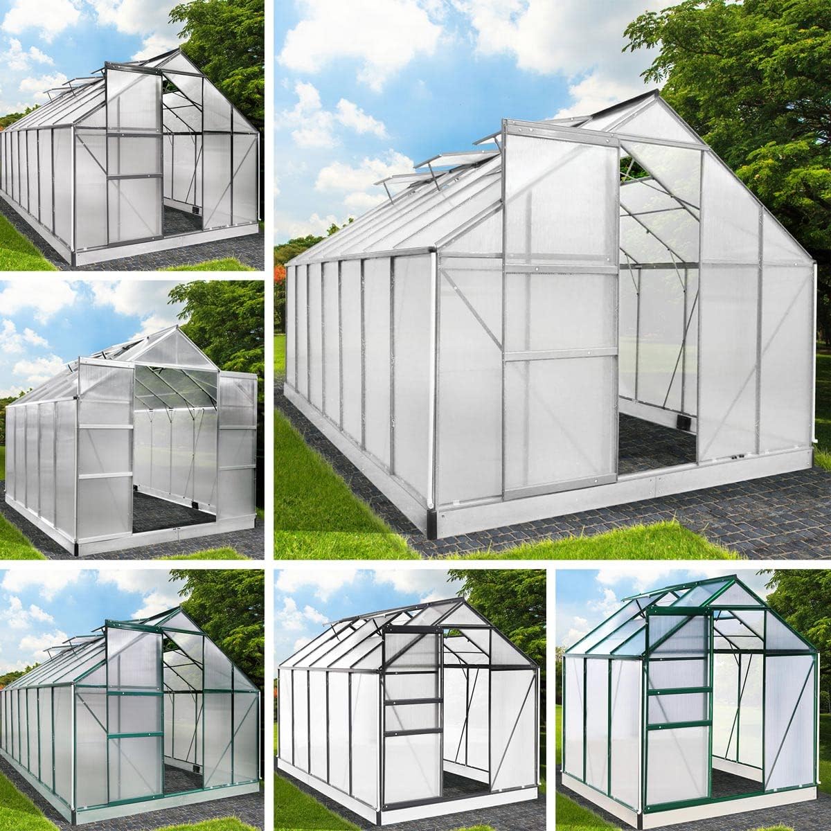 BRAST Aluminium Greenhouse with Base, 250 x 190 x 195 cm, TÜV Tested, 6 mm Hollow Chamber Panels Rustproof, Weatherproof, Temperature-Resistant