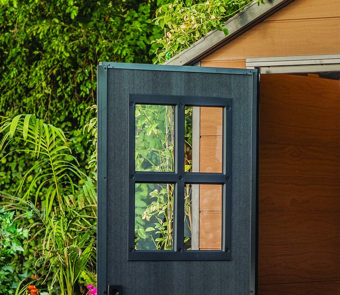 Keter Newton 7.5x11 Large Resin Outdoor Storage Shed Kit – Perfect to Store Patio Furniture, Garden Tools, Bike Accessories, and Lawn Mower, Mahogany Brown