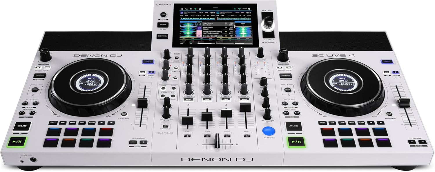 Denon DJ SC LIVE 4 Standalone DJ Controller with Stem Separation on 4-Decks, Wi-Fi Streaming, Build-in Speakers, Serato DJ and Virtual DJ Compatible