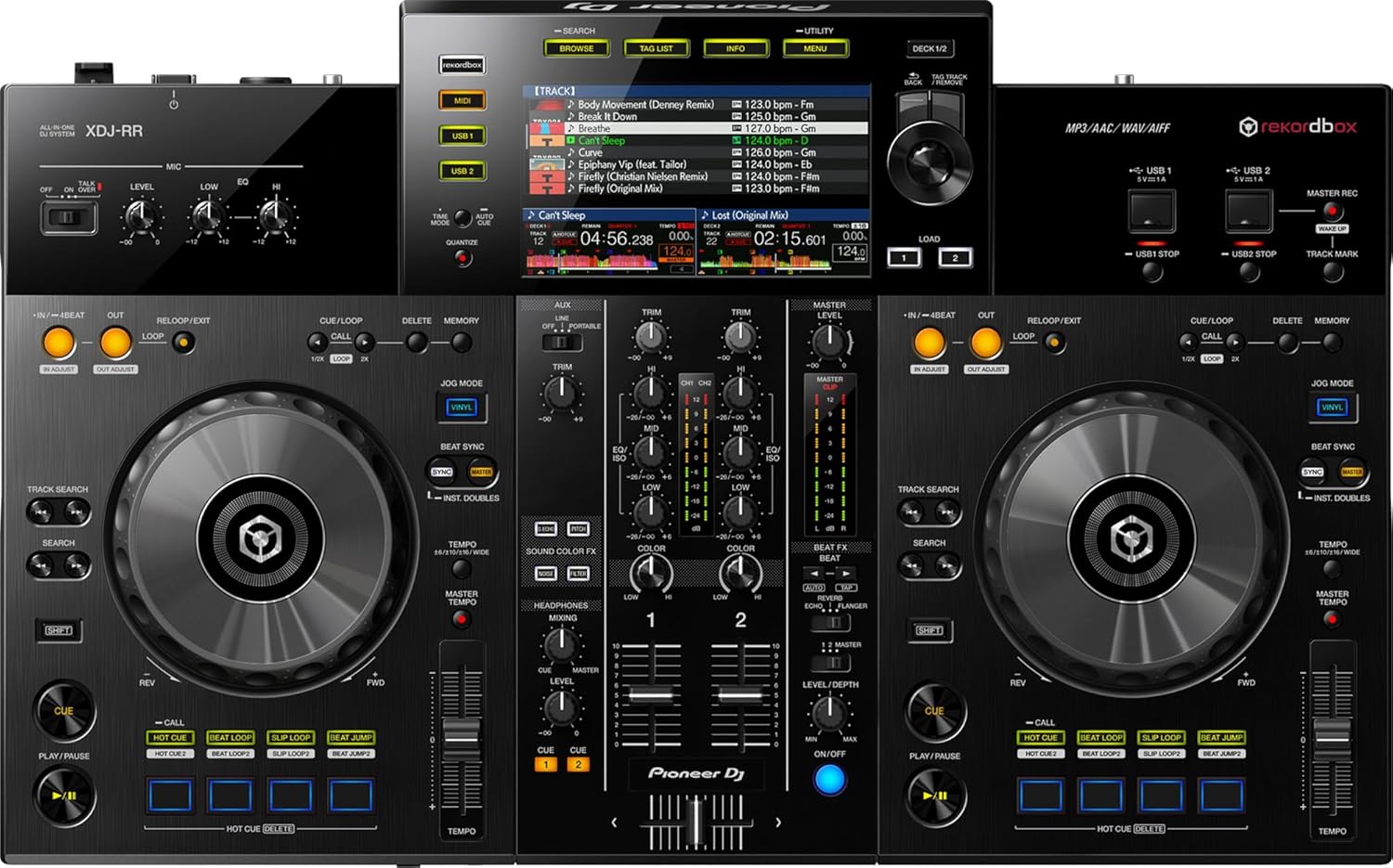 Pioneer XDJ-RR 2-Channel All-in-One DJ System - Black Bundle with Case, Headphones, and Austin Bazaar Polishing Cloth