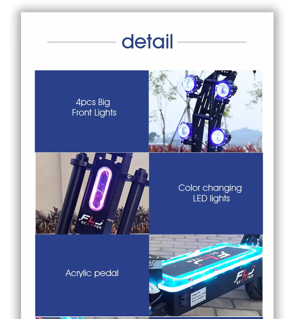 FLJ Upgraded 8000W 13inch fat wheel 72V Electric Scooter