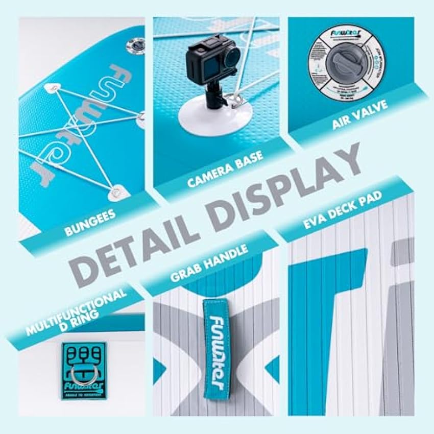 FunWater Inflatable Stand Up Paddle Board with Premium SUP Paddleboard Accessories, Wide Stable Anti-Slip EVA Deck, Paddle Boards for Adults & Youth of All Skill Levels