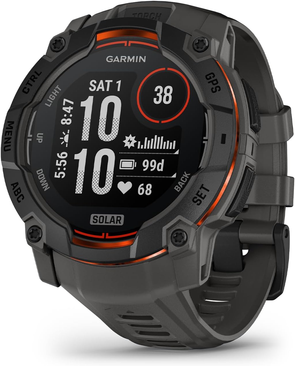 Garmin Instinct® 3 Tactical Edition, 50mm, Solar Charged Display, Rugged Outdoor GPS Smartwatch