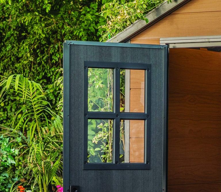 Keter Newton 7.5x11 Large Resin Outdoor Storage Shed Kit – Perfect to Store Patio Furniture, Garden Tools, Bike Accessories, and Lawn Mower, Mahogany Brown