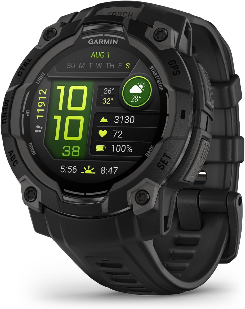 Garmin Instinct® 3 Tactical Edition, 50mm, Solar Charged Display, Rugged Outdoor GPS Smartwatch