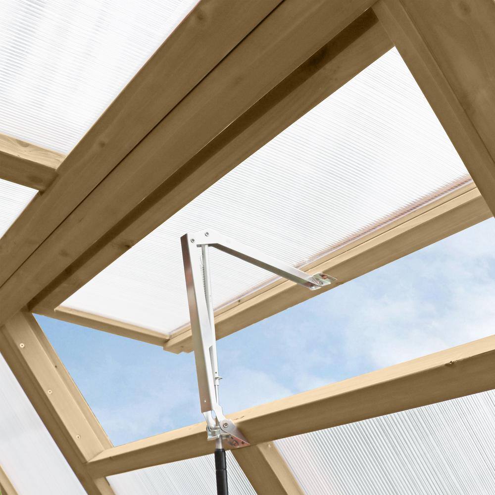 Meridian 6.7 ft. x 6 ft. Garden Plant Greenhouse with Double-Wall Poly Windows, Automatic Roof Vent and Air Flow Base