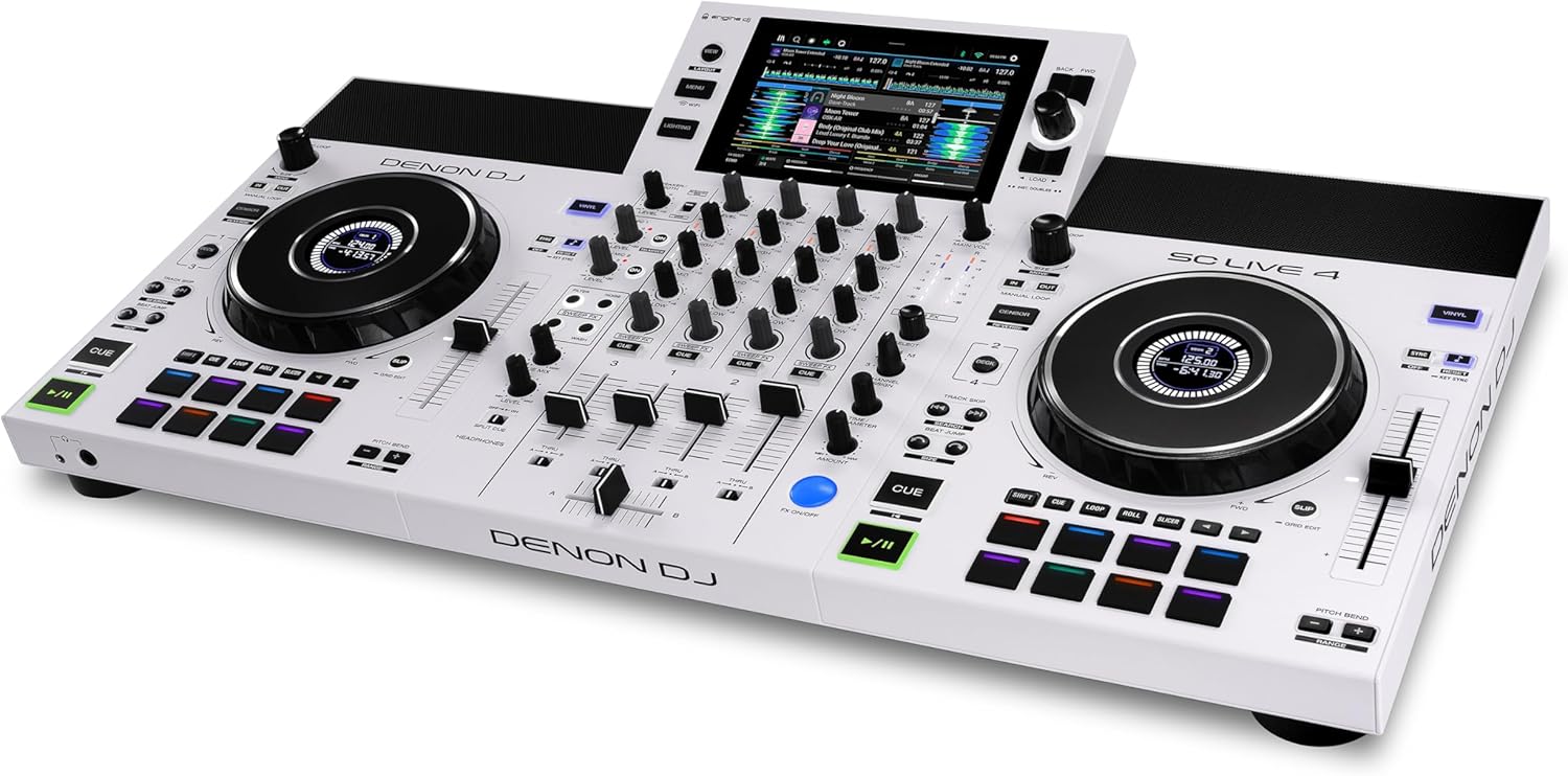 Denon DJ SC LIVE 4 Standalone DJ Controller with Stem Separation on 4-Decks, Wi-Fi Streaming, Build-in Speakers, Serato DJ and Virtual DJ Compatible